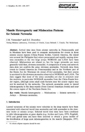 Mantle heterogeneity and mislocation patterns for seismic networks