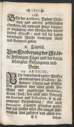 X. Capitel. Von Eroberung der Städte/ Festungen/ Läger und der darin erlangten Gefangenen und Beute.