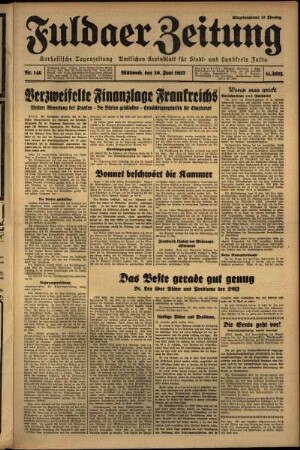 Erste Ausgabe vom Mittwoch, den 30. Juni 1937.