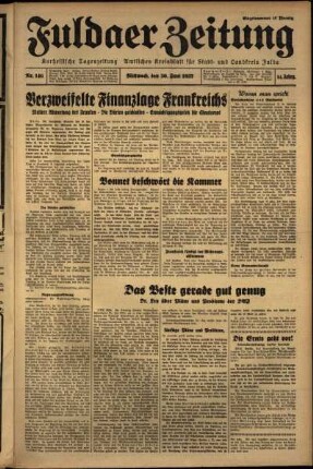 Erste Ausgabe vom Mittwoch, den 30. Juni 1937.