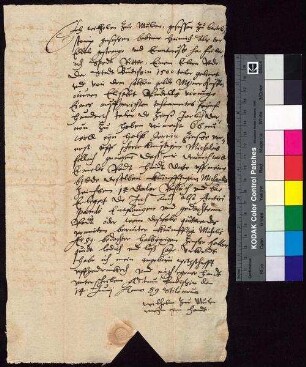 Wilhelm von Mühlen auf Bertelsdorf (zur Mülen zu Bertelstorf) bestätigt dem Rat von Bautzen den Empfang des Halbjahreszinses von 15 Talern aus 500 Talern Darlehen, die Friedrich Speth, Ritter, testamentarisch seiner Frau Elisabeth Riedel vererbt hat.
