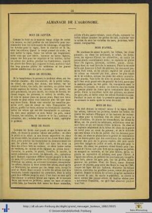 Almanach de l'Agronome.