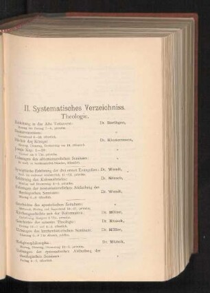 II. Systematisches Verzeichniss.