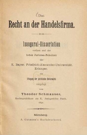 Das Recht an der Handelsfirma