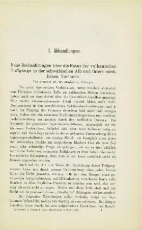 Neue Beobachtungen über die Natur der vulkanischen Tuffgänge in der schwäbischen Alb und ihrem nördlichen Vorlande