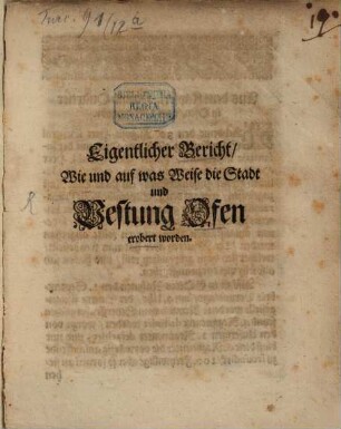 Eigentlicher Bericht wie Ofen erobert worden