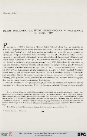 25: Dzieje biblioteki Muzeum Narodowego w Warszawie do roku 1945