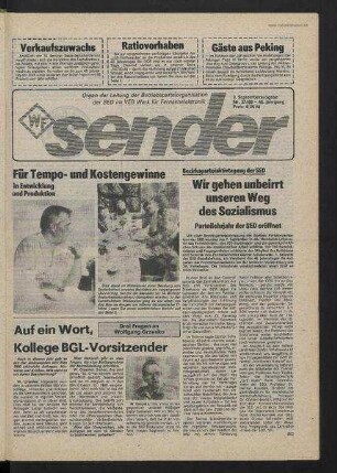 Betriebszeitung 'WF-Sender', Nr.37/1989 (3. Septemberausgabe 1989)