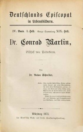 Dr. Conrad Martin, Bischof von Paderborn