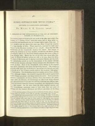 Siam's Intercourse with China.