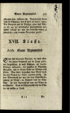 XVII. Klasse. Acida. Saure Arzneymittel.