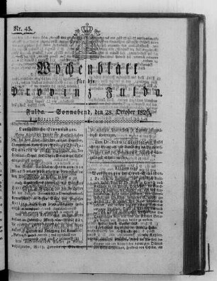 Nr. 43, Ausgabe vom 28. Oktober 1826