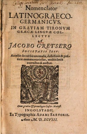 Nomenclator Latinograeco-Germanicvs