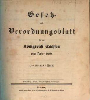 Gesetz- und Verordnungsblatt für das Königreich Sachsen. 1859