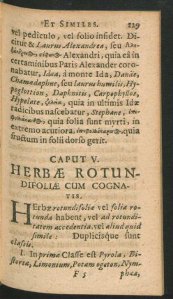 Caput V. Herbae Rotundifoliae Cum Cognatis.