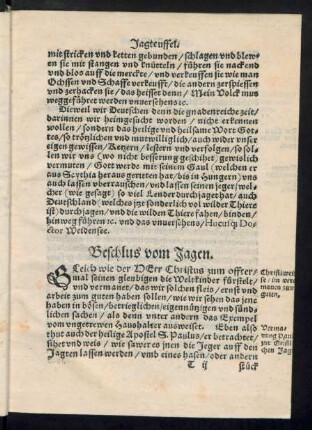 Beschlus vom Jagen.