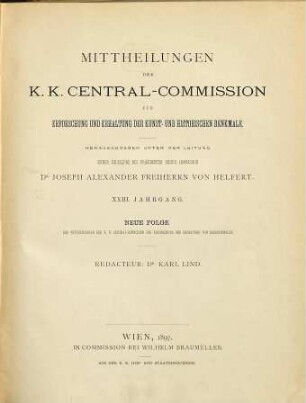 Mitteilungen der K.K. Zentral-Kommission zur Erforschung und Erhaltung der Kunst- und Historischen Denkmale. 23. 1897