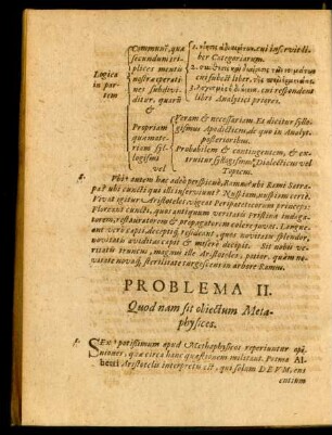 Problema II. Quod nam sit obiectum Metaphysices.