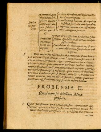 Problema II. Quod nam sit obiectum Metaphysices.