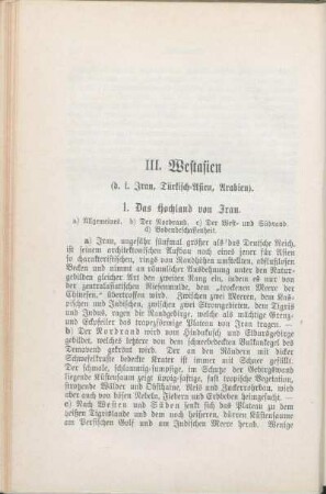 III. Westasien (d. i. Iran, Türkisch-Asien, Arabien).