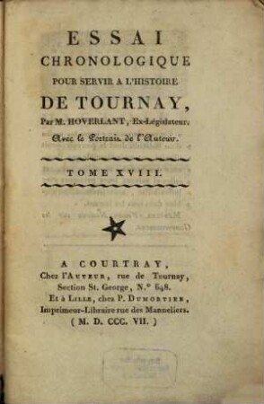 Essai chronologique pour servir a l'histoire de Tournay, 18