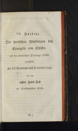 VII. Predigt. Die herrlichen Würkungen des Evangelii von Christo.