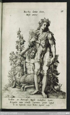 Bacchus laetitiae dator Musis amicus, Sedem in Parnaso Musae indussere Lyaeo: Frigida nam condit carmina potor aquae