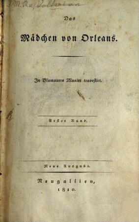 Das Mädchen von Orleans, 1 (1810)