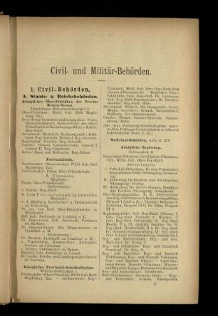 Civil- und Militär-Behörden, sowie die Vereine und Anstalten