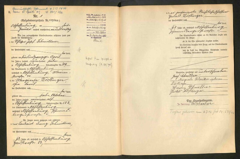 Standesamtsbuch der Stadt Aschaffenburg: Eheschließungen 252/1930 - 130/1931
