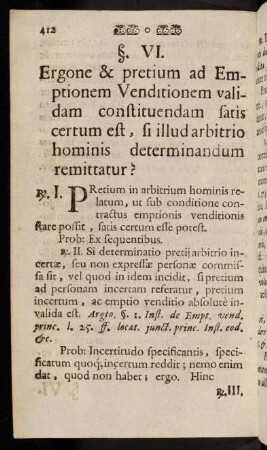 412-432, §. VI. Ergone & pretium ad Emptionem Venditionem [...]