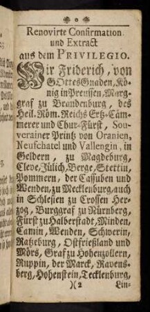 2r-5r, Renovirte Confirmation und Extract aus dem Privilegio