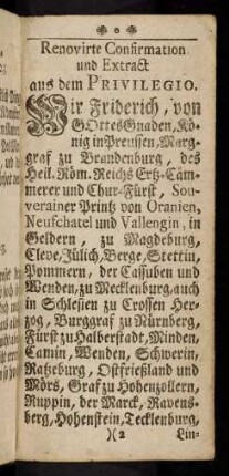 2r-5r, Renovirte Confirmation und Extract aus dem Privilegio