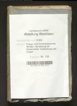 Die Originaldomänenetats der Grafschaft Lingen