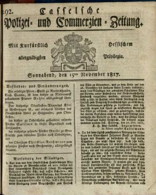 Nr. 92, Sonnabend, den 15ten November 1817