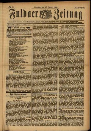 Ausgabe vom Samstag, den 27. Januar 1894.