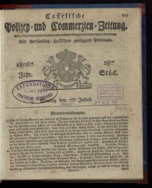 1806tes Jahr. 28tes Stück. Montag den 7ten Julius