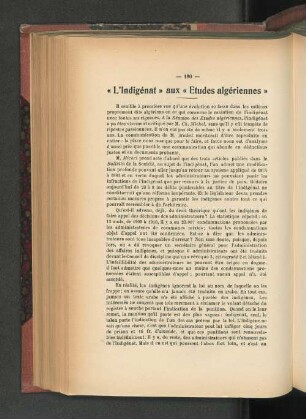 L'Indigénat aux Etures algériennes.