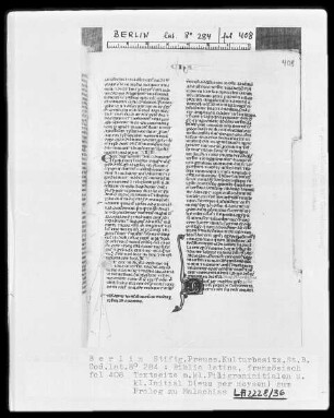 Biblia latina — Initiale D (eus per moysen), Folio 408 recto