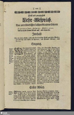 Fünff und zwantzigstes Lehr-Gespräch. Von unterschiedlichen falschen Glaubens-Lehrern