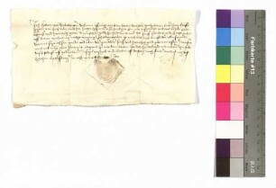 Kilian von Berlichingen gegen Kraft von Hohenlohe: Schuldbrief; aufgedr. Siegel.
