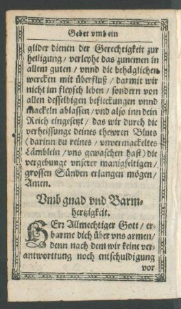 Umb gnad und Barmhertzigkeit.