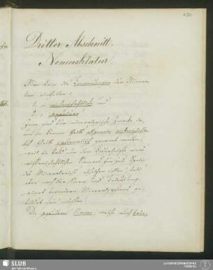 Dritter Abschnitt. Nomenklatur
