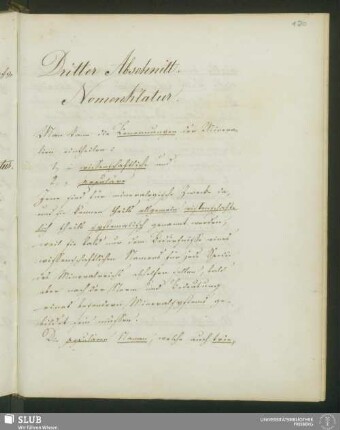Dritter Abschnitt. Nomenklatur
