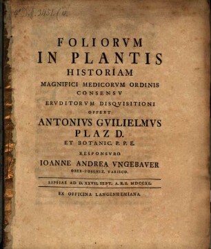 Foliorum in plantis historia
