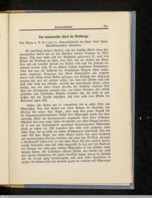 Das hannoversche Pferd im Weltkriege
