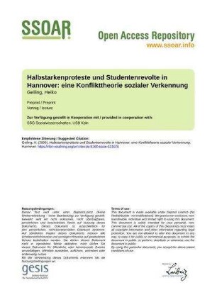 Halbstarkenproteste und Studentenrevolte in Hannover: eine Konflikttheorie sozialer Verkennung
