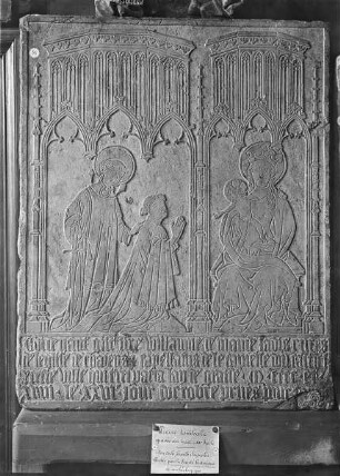 Grabplatte des Willem van Maud mit Madonna und dem heiligen Quentin