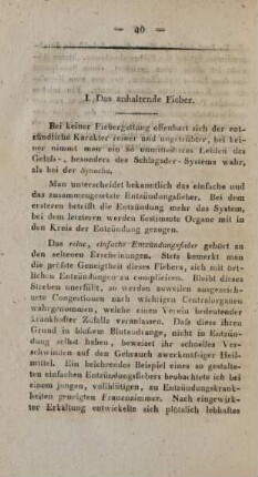 I. Das anhaltende Fieber