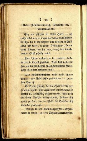 Ueber Zusammenhang, Zeugung und Organisation.